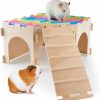 Small Animal Bienbee | Bienbee Guinea Pig Hideout, Large Wodden Rabbit Hideout, Corner Guinea Pig House Guinea Loft, Small Animal Castle With Soft Mat And Stair For Chinchilla, Hamsters, Bunny, Hedgehog