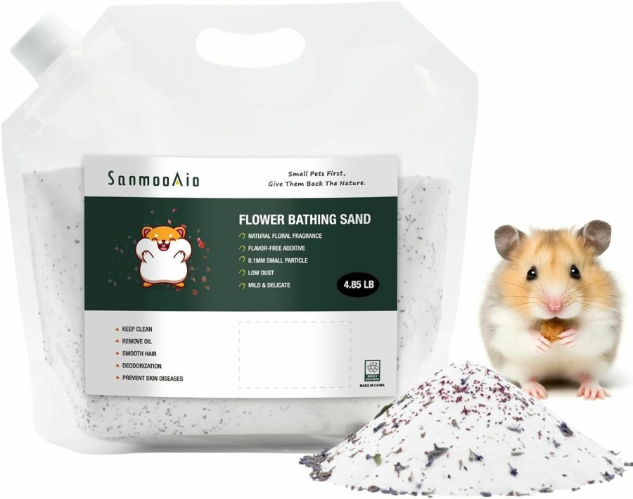 Small Animal SanmooAio | Sanmooaio Dust Free Hamster Bath Sand/Natural Cleansing Potty Litter Sand/Plant Scented Bathing Sand For Hamster,Gerbil,Gguinea Pig,Chinchillas And Other Small Pets (4.85Lb/2.2Kg) (Flower)