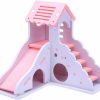 Small Animal CHUQIANTONG | Hamster House Toys Small Animal Hideout Slide Diy Gerbil Hut Villa Viewing Deck Ladder Cage Habitat Decor Accessories For Dwarf Syrian Hamster(Green)