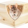 Small Animal Yesland | Yesland Wood Chinchilla House, Natural Square Small Animal Hideout Hut For Chinchilla, Squirrel, Sugar Gliders In Cage - 6.5 X 6.5 X 6.5 Inches