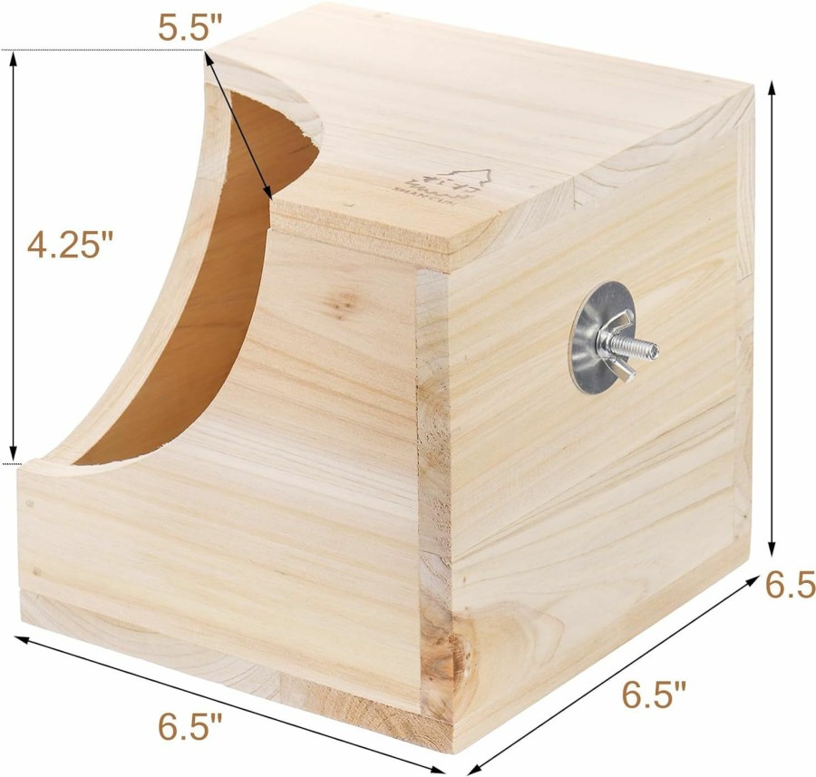 Small Animal Yesland | Yesland Wood Chinchilla House, Natural Square Small Animal Hideout Hut For Chinchilla, Squirrel, Sugar Gliders In Cage - 6.5 X 6.5 X 6.5 Inches