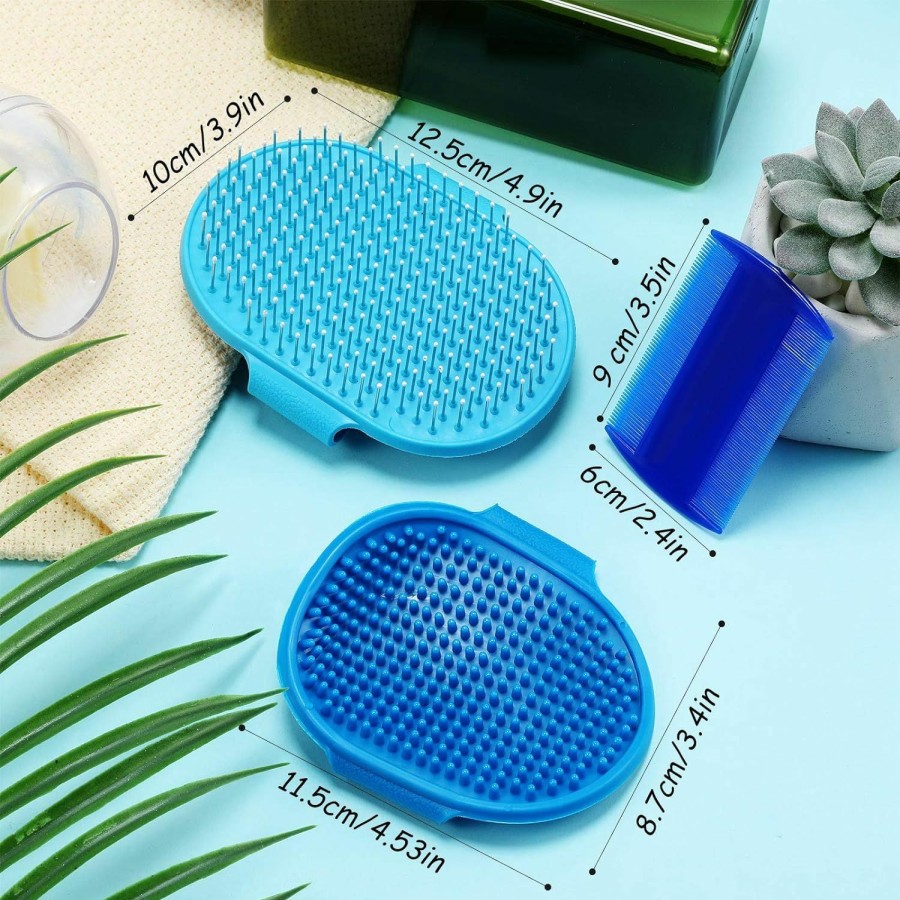 Small Animal Patelai | 3 Pieces Small Animals Grooming Kit Including Pet Hair Remover Grooming Brush, Pet Shampoo Bath Brush With Adjustable Ring Handle And Double Sided Pet Comb For Hamster, Bunny And Guinea Pig