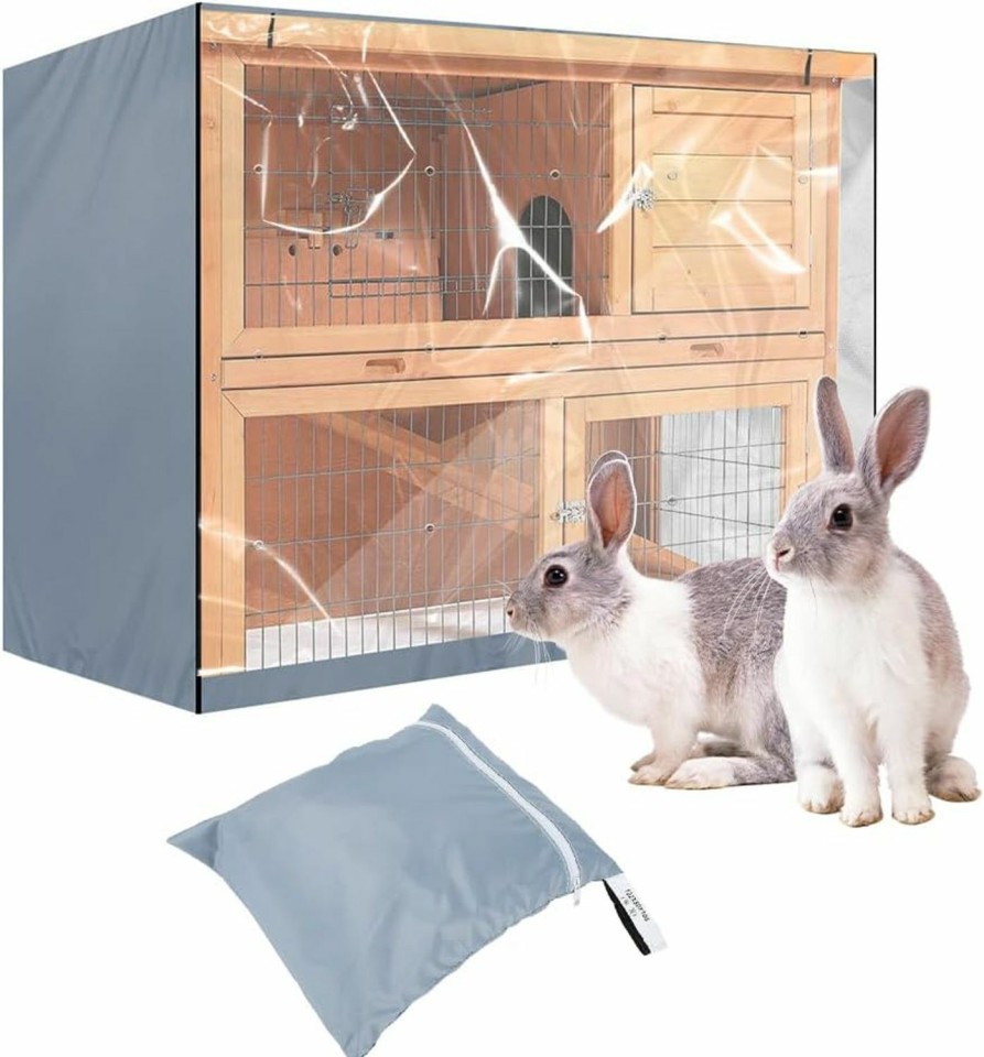 Small Animal BORDSTRACT | Bordstract Rabbit Hutch Cover, Durable Oxford Rabbit Cage Dust Cover, Waterproof Bunny Hutch Poultry Cage Covers - Cover Only, Cage Not Include(Grey)