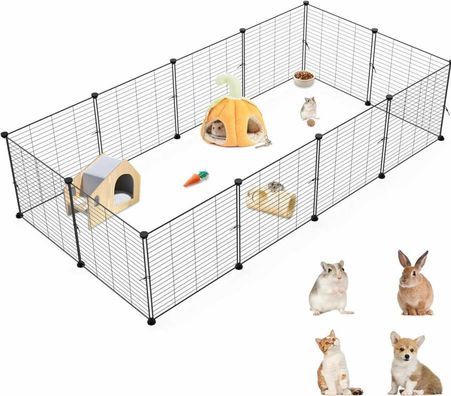 Small Animal MODESLAB | Modeslab C&C Guinea Pig Cages, Small Animal Pet Playpen, 2 By 4 Pet Fence, Diy Expandable Grid Cage For Piggy, Rabbit, Hedgehog - Indoor & Outdoor Portable Metal Wire Yard Fence - 12 Panels