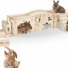 Small Animal Woiworco | Woiworco Extra Large Rabbit Hideout Bunny House,Wooden Bunny Hideout 3 Houses For Indoor Rabbit Play Houses And Hideouts Nut Castle, Spacious Breathable Habitats For And Guinea Pigs Small Animals