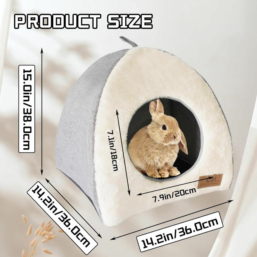 Small Animal kathson | Kathson Rabbit Bed Warm Hideout Bunny Cave Beds House Cozy Guinea Pig Hideouts With Foldable Winter Sleeping Nest For Small Animals Cats Hamsters Chinchillas Ferrets (Creamy White)