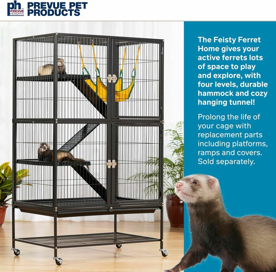 Small Animal Prevue Pet Products | Prevue Pet Products 485 Feisty Ferret Home With Stand, Black Hammertone Small