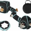 Small Animal BWOGUE | Bwogue Bunny Tunnels & Tubes Collapsible Rabbit Hideout Tube And Foldable Cubes Playground Small Animal Activity Hideaway For Dwarf Rabbits Bunny Guinea Pigs Kitty (Blue Black)