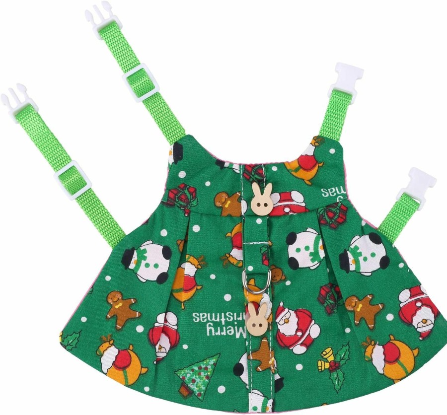 Small Animal Mogoko | Mogoko Christmas Rabbit Harness With Leash, Cute Green Dress Christmas Costumes And Lead Set For Rabbit Ferret Guinea Pig Kitten Small Animals