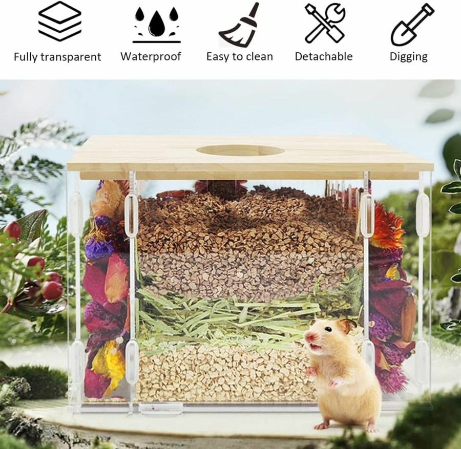 Small Animal Hamiledyi | Hamiledyi Hamster Sand Bath Container,Acrylic Hamster Digging Box,Hamster Digging Room/Shower Room/Bathtub/Dust Bath Container/Litter Box For Syrian Hamsters Gerbils Mice Rats Lemmings