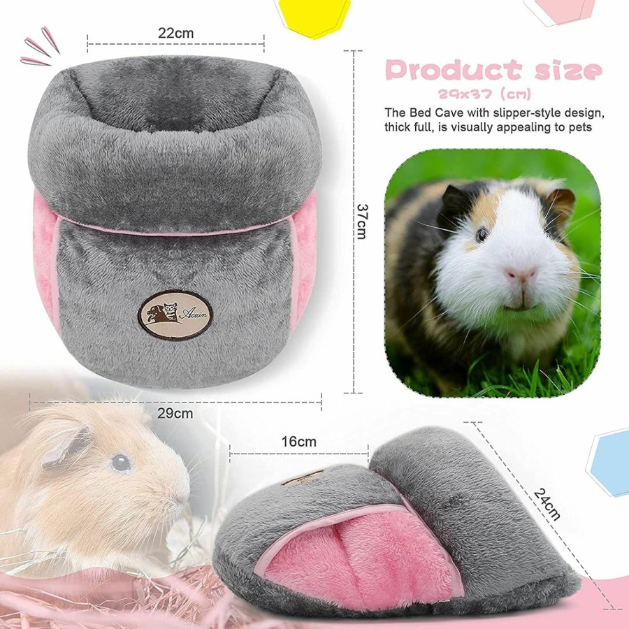 Small Animal YUEPET | Yuepet Guinea Pig Bed Cuddle Cave Warm Fleece Cozy House Bedding Sleeping Cushion Cage Nest For Small Animal Squirrel Chinchilla Rabbit Hedgehog Cage Accessories (Grey)