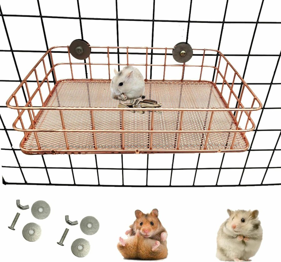 Small Animal PINVNBY | Pinvnby Rat Cage Platform, Metal Ferret Hammock Chinchilla Cage Accessories And Habitats Rat Bed Small Animal Hanging Hammock Chinchilla Toys For Hamster, Guinea Pig, Rat, Sugar Glider(Champagne Gold)