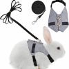 Small Animal soundfuse | Soundfuse Rabbit Vest Harness And Leash Set, Adjustable Formal Suit Style For Bunny, Soft Harness Set With Button Decor For Bunny Kitten Small Animal Black(M)