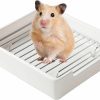 Small Animal Cutomo | Cutomo Small Pet Ceramic Pan Toilet Tray With Grate, Small Animal Square Litter Cage Potty Trainer Box For Guinea Pig/Chinchilla/Ferret/Bunny/Hamster (White)