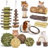 Small Animal ERKOON | Erkoon New 12 Pack Hamster Chew Toys Gerbil Rat Guinea Pig Chinchilla Chew Toys Accessories, Natural Wooden Dumbbells Exercise Bell Roller Teeth Care Molar Toy For Rabbits Bird Rabbits Hamster Gerbil