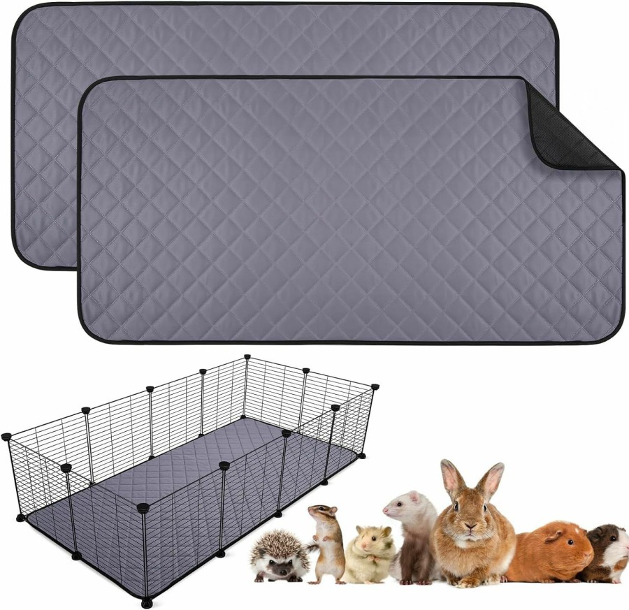 Small Animal Aitmexcn | Aitmexcn 2Pcs Guinea Pig Cage Liners, Washable Guinea Pig Pee Pads, Super Absorbent Non Slip Reusable Guinea Pig Bedding For Small Animals Rabbit Hamster Rat-24''*47''