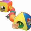 Small Animal YUEPET | Yuepet Rabbit Tunnel And Cube Collapsible Tent Bunny Interactive Crinkle Tunnel Toys Small Animal Hideout With Play Ball For Dwarf Rabbit Bunny Guinea Pig (Rainbow)