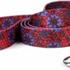 Small Animal Yellow Dog Design | Yellow Dog Design Red Lace Flowers Dog Leash, Large-1\" Wide And 5' (60\") Long