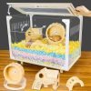 Small Animal RunDuck | Runduck Large Full-Permeable Acrylic Hamster Cage With Top And Front Opening, Ventilation Holes, Wooden Legs, Wooden Villa, And Running Wheels - Perfect For Syrian Hamsters, Degus, Mice, Gerbils