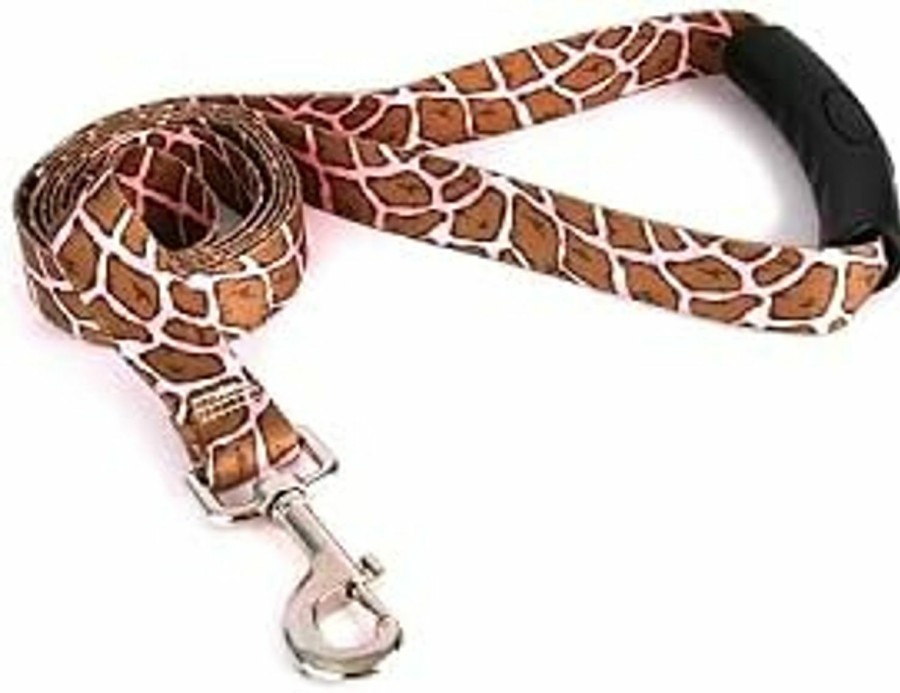 Small Animal Yellow Dog Design | Yellow Dog Design Giraffe Pink Ez-Grip Dog Leash With Comfort Handle 3/4\" Wide And 5' (60\") Long, Small/Medium