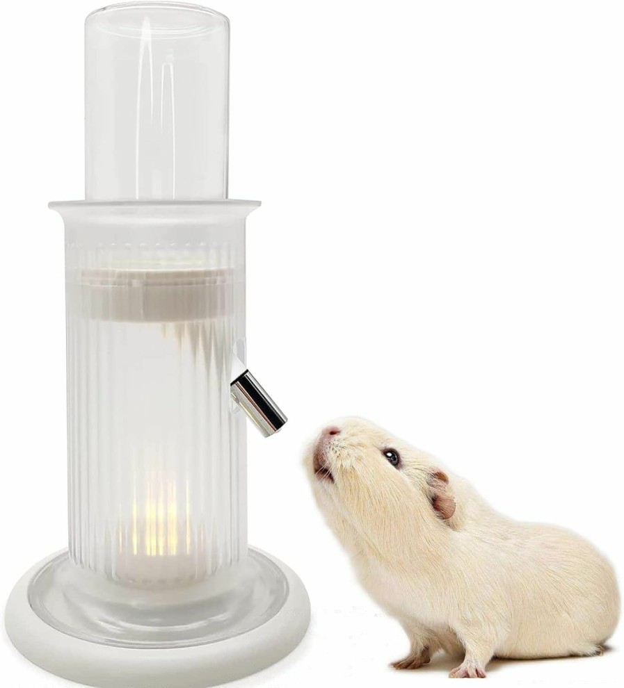 Small Animal Hamiledyi | Hamiledyi Hamster Water Bottle With Lights Stand No Drip Small Animal Water Dispenser Pet Drinker Stand For Guinea Pig Mouse Gerbil Squirrel Small Animal Habitat Decoration(White)