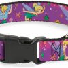 Small Animal Buckle-Down | Cat Collar Breakaway Tinker Bell Poses Flowers Stars Skull Purple 8 To 12 Inches 0.5 Inch Wide