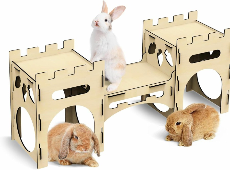 Small Animal HIIMALEX | Hiimalex Extra Large Bunny Castle Playhouse Climbing Tower With Tunnel Sturdy Hideout For Indoor Rabbits Ventilated Enrichment Toys Habitat Hlt3