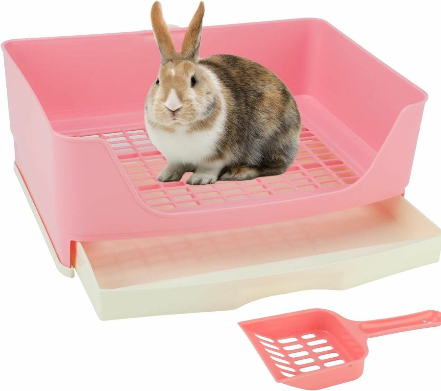 Small Animal BWOGUE | Bwogue Large Rabbit Litter Box Toilet,Potty Trainer Corner Bedding With Drawer Larger Pet Pan For Adult Guinea Pigs, Rabbits, Hamster, Chinchilla, Ferret, Galesaur, Small Animals(White)