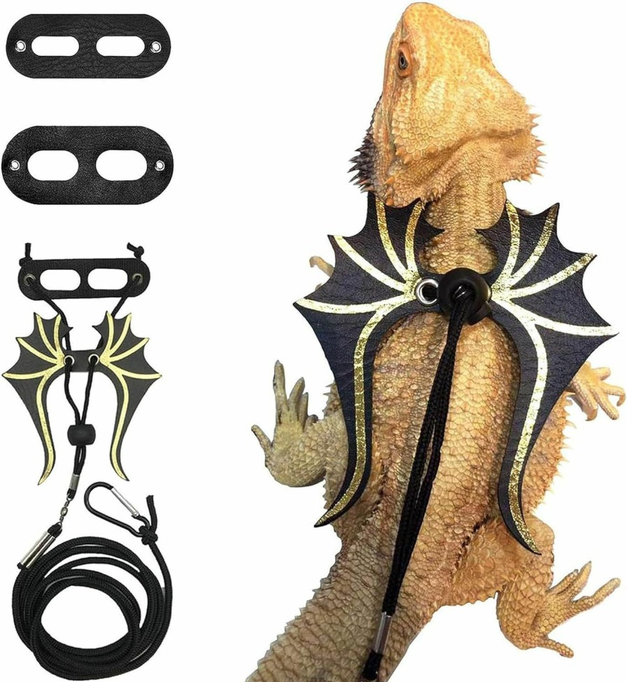 Small Animal Generic | 3 Size Bearded Dragon Leashes And Harnesses,Bearded Dragon Leash With Wings,Bearded Dragon Lizard Leash Harness,Bearded Dragon Leash Harness,Bearded Dragon Harness And Leash Lizard Adjustable