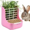 Small Animal STKYGOOD | 2 In 1 Food Hay Feeder For Guinea Pig, Rabbit Feeder, Indoor Hay Feeder For Guinea Pig, Rabbit, Chinchilla, Feeder Bowls Use For Grass & Food (White)