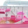 Small Animal Tfwadmx | Tfwadmx Hamster Cage Mouse Habitat Dwarf Hamster House Small Animal Cage With Tube Exercise Wheel Hut Rat Home For Gerbils Mice 18.5\"X11.8\"X11.8\" Pink