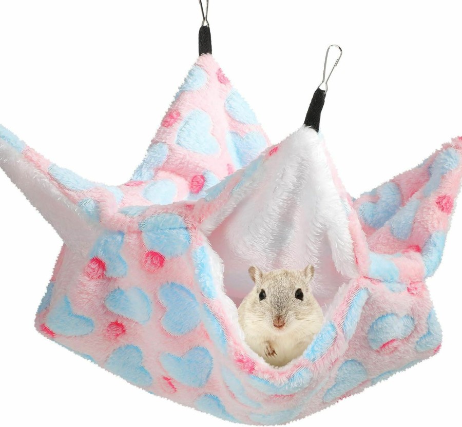 Small Animal Shappy | Small Pet Cage Hammock, Double-Layer Rat Hammock Hanging Bed, Warm Ferret Cage Hammock, Pet Swinging Bed For Sugar Glider Fleece Chinchilla Parrot Guinea Pig Squirrel Hamster Playing Sleeping