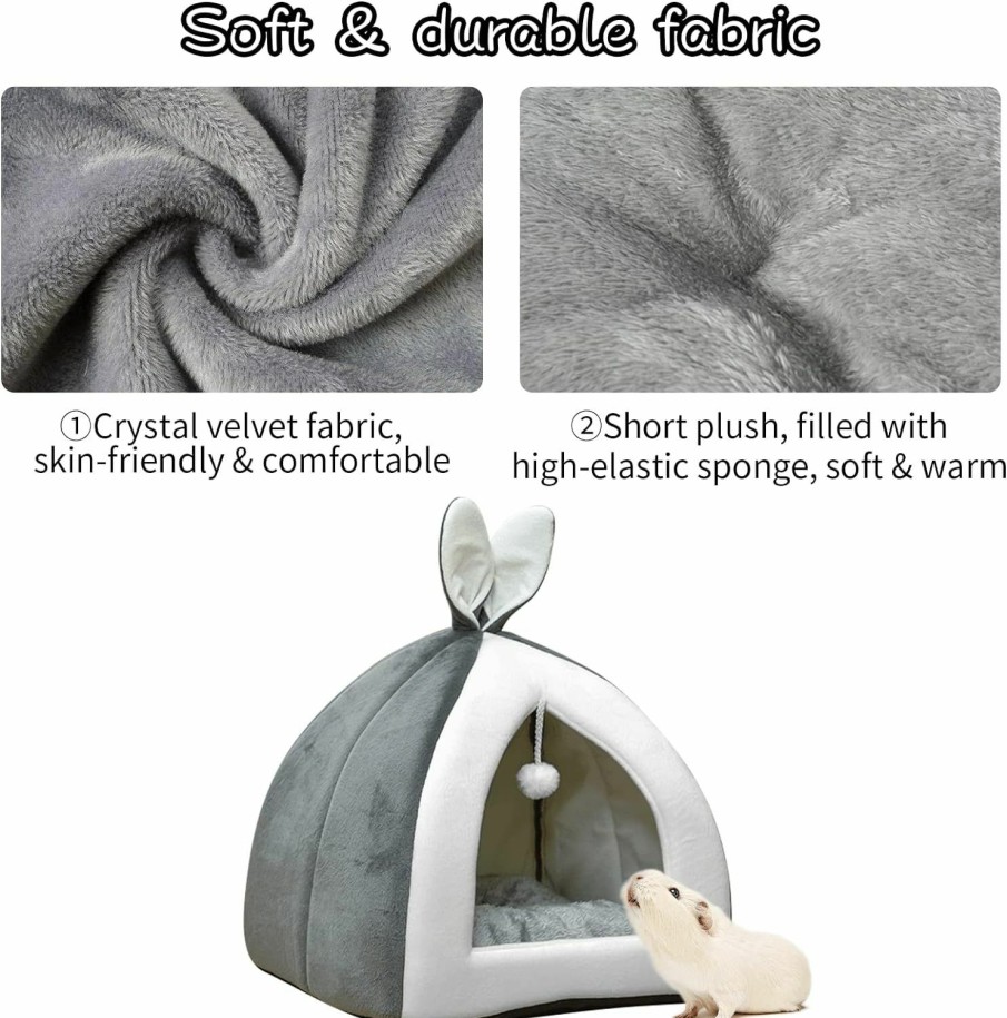 Small Animal Fhiny | Fhiny Rabbit Bed Cave Cozy Guinea Pig Hideout Cute Bunny Bed Large House Winter Nest Dwarf Rabbit Cage Accessories For Chinchilla Ferret Hedgehog Or Other Small Animals