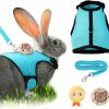 Small Animal Bunnycool | Bunnycool Rabbit Harness And Leash Set With 2 Cute Decorations Soft Adjustable Buckle Breathable Mesh Vest Harness For Rabbits Ferret Small Pig Puppy Walking Supplies(Light Blue, Lively Pattern)