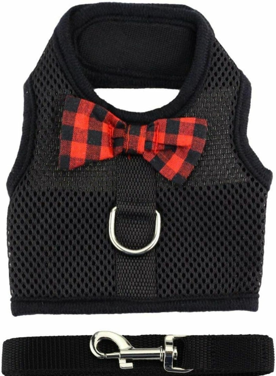 Small Animal Wontee | Rabbit Harness With Leash Adjustable Soft Mesh Vest Harness For Bunny Kitten Guinea Pig Rat (L, Black)