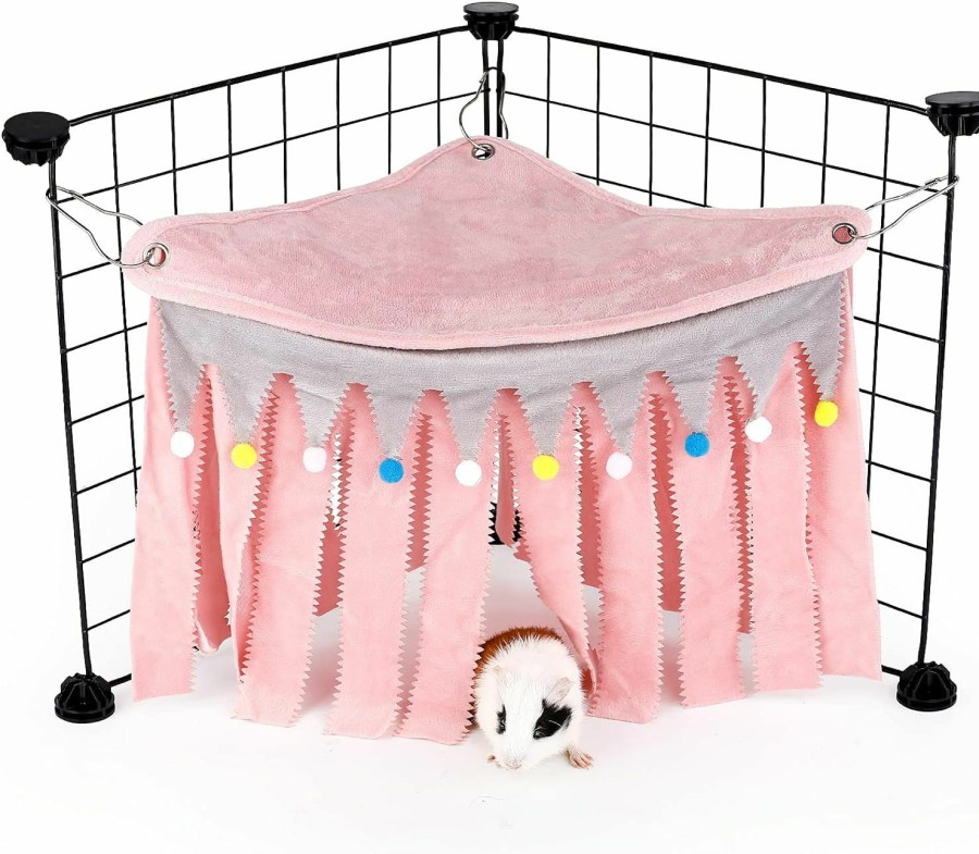 Small Animal ONEJU | Oneju Guinea Pig Hideout, Hideout For Guinea Pig, Guinea Pig Hideouts, Guinea Pig Cage Accessories For Guinea Pig, Bunny, Hamster, Chinchilla, Rabbit Without Metal Fences - Pink