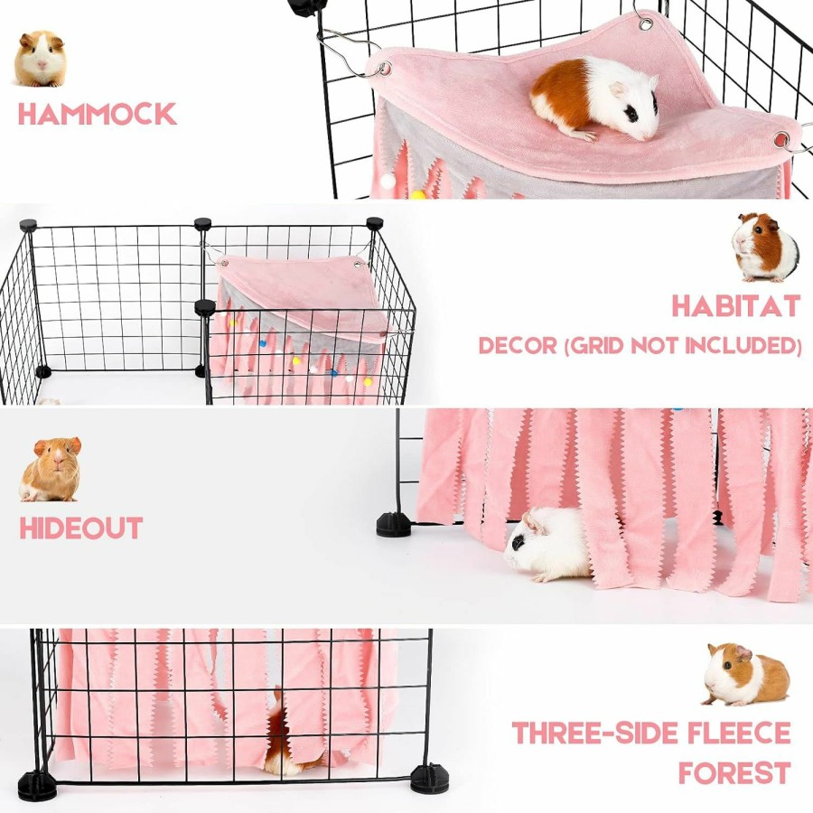 Small Animal ONEJU | Oneju Guinea Pig Hideout, Hideout For Guinea Pig, Guinea Pig Hideouts, Guinea Pig Cage Accessories For Guinea Pig, Bunny, Hamster, Chinchilla, Rabbit Without Metal Fences - Pink