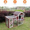 Small Animal Aursrenty | Aursrenty Wood Rabbit Hutch, Outdoor Bunny Hutch With Ramp, Guinea Pig Cage With Pull Out Tray, 2 Levels Bunny House For Small Animals, Waterproof Roof Chicken Coop Pet House Wine Red