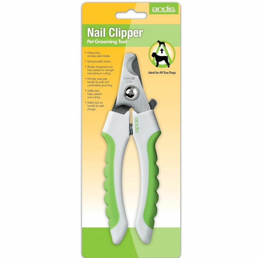 Small Animal Andis | Andis 65700 Animal Nail Cutter For Small Breeds - Stainless Steel Blades With Sharp Efficiency - Designed For Repeated Use & Recommended By Pet Trainers Medium Size & White/Green