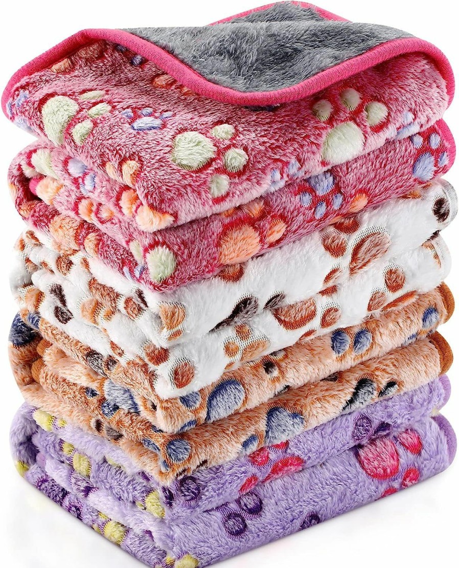 Small Animal Reginary | 4 Pcs Waterproof Guinea Pig Blankets Washable Small Animal Fleece Bedding Absorbent Guinea Pig Cage Liners Reusable Pet Pee Pad Sleep Mat Pad Cover For Hamster Ferret (Paw Print,24 X 16 Inch)