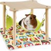 Small Animal ZibugZag | Zibugzag Guinea Pig Hammock With Soft Mat, Wooden Guinea Pig Hideout With Double-Sided Hanging Hammock Bed For Hamster Chinchilla Rat Bunny Ferrets Sleeping Hiding