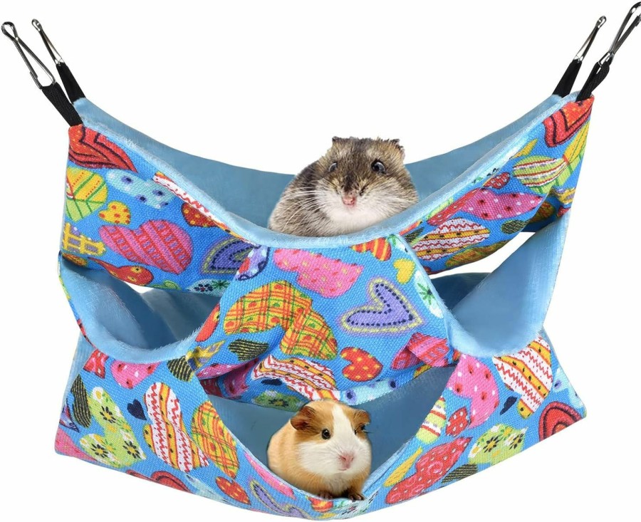 Small Animal Petmolico | Petmolico Ferret Hammock, Triple Layer Small Animal Swinging Hanging Hammock Pet Cage Accessories For Sugar Glider Squirrel Guinea Pigs Ferret Rat Hamster, Cat Pattern