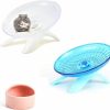 Small Animal Lucky Interests | Lucky Interests 2 Pcs Hamster Flying Saucer, Silent Running Exercise Wheel, Jogging Spinner Wheel Cage Toy With Food Bowl For Dwarf Hamster Syrian Hamster Hermit Crab & Small Animal(White+Dark Blue)