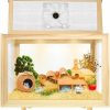 Small Animal PEJOYT | Large Hamster Cages - Wooden Hamster Mice And Rat Habitat With Ventilator Small Animal Cages For Rabbits, Guinea Pigs With Waterproof Bottom Plate