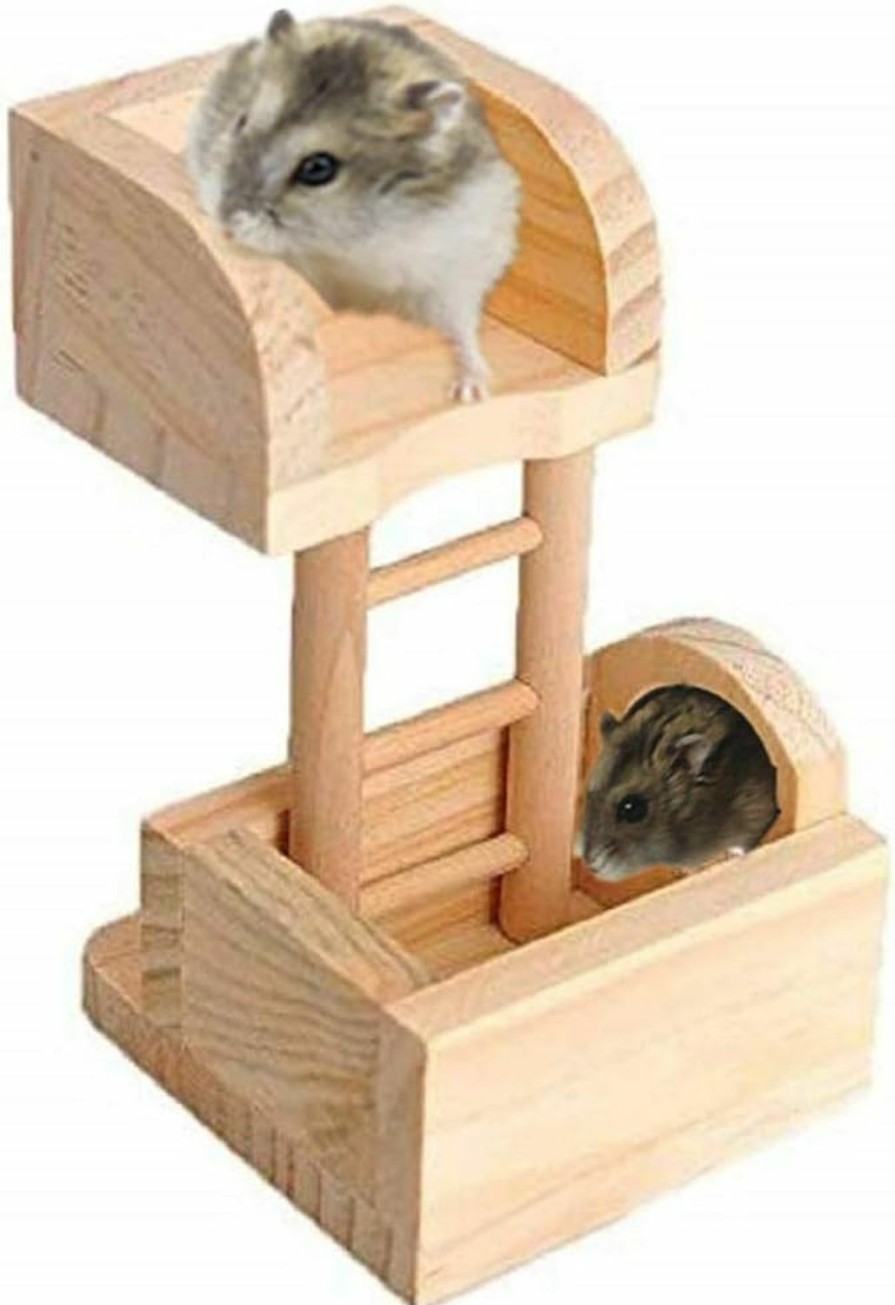 Small Animal Litewoo | Litewoo Hamsters Wood House Climbing Ladder Lookout Tower Rat Mouse Wooden Climbing Playing Toys Lookout Platform