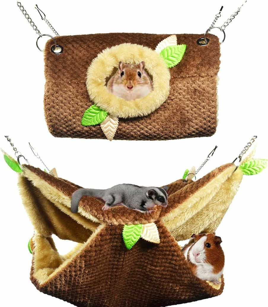 Small Animal ISMARTEN | Small Animal Hammock, Hamster Hanging Bunkbed Hammock & Tunnel Warm Bed House Cage Nest Cage Hanging Tunnel And Hammock For Sugar Glider Squirrel Hamster Parrot Mice Chinchilla Flying Squirrel Rat