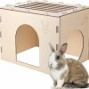 Small Animal Woiworco | Woiworco Wooden Rabbit Hideout Castle, Rabbit Houses And Hideouts, Wooden Rabbit Bunny Hideout For Indoor Bunnies Chinchilla, Hamsters And Guinea Pigs Hut To Hide