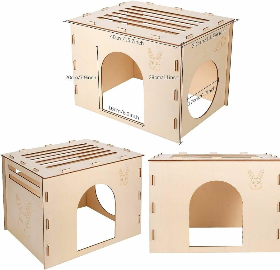 Small Animal Woiworco | Woiworco Wooden Rabbit Hideout Castle, Rabbit Houses And Hideouts, Wooden Rabbit Bunny Hideout For Indoor Bunnies Chinchilla, Hamsters And Guinea Pigs Hut To Hide