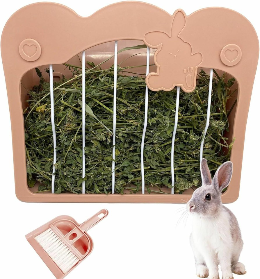 Small Animal RMNHPTK | Rmnhptk Rabbit Hay Feeder, Large Capacity Hay Dispenser Hanging Feeding Hay Rack For Rabbit Guinea Pig Chinchilla Small Animals (Pink)