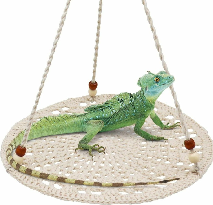 Small Animal LETSP | Reptile Hammock Swing Hanging Bed, Reptile Summer Bed For Lizard Bearded Dragon Leopard Gecko Parrots Squirrel Chameleon (Mix Yellow And Green)